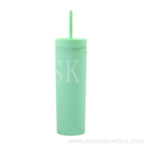 Reusable Plastic Cups 16oz Double Wall Acrylic Plastic Tumbler with Lids and Straws